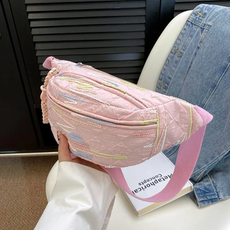 Worm's Home Polyester Crossbody Sling Bag Women's Pink/White/Black/Blue-2