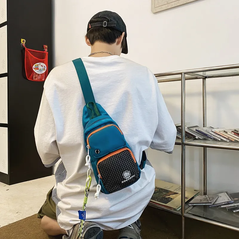 Worm's Home Nylon Sling Bag Unisex White/Black/Dark Gray/Light Gray/Blue-17