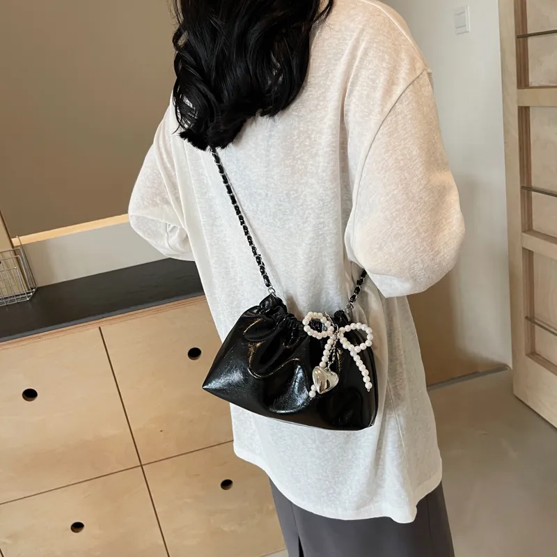 Worm's Home PU Shoulder Bag, Crossbody Bag Women's White/Silver/Black-19