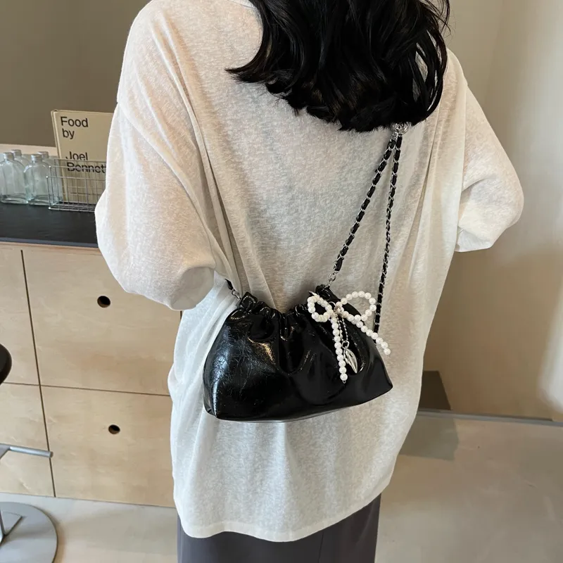 Worm's Home PU Shoulder Bag, Crossbody Bag Women's White/Silver/Black-20