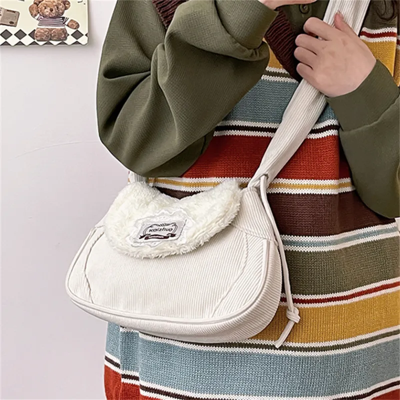 Worm's Home Canvas Crossbody Bags Shoulder Bags Handbags Regular Women's White-7