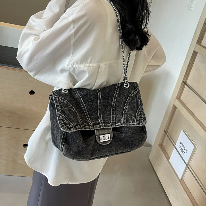 Worm's Home Denim Crossbody Bags Shoulder Bags Handbags Women's Black/Light Blue/Dark Blue-17