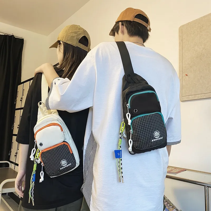 Worm's Home Nylon Sling Bag Unisex White/Black/Dark Gray/Light Gray/Blue-7
