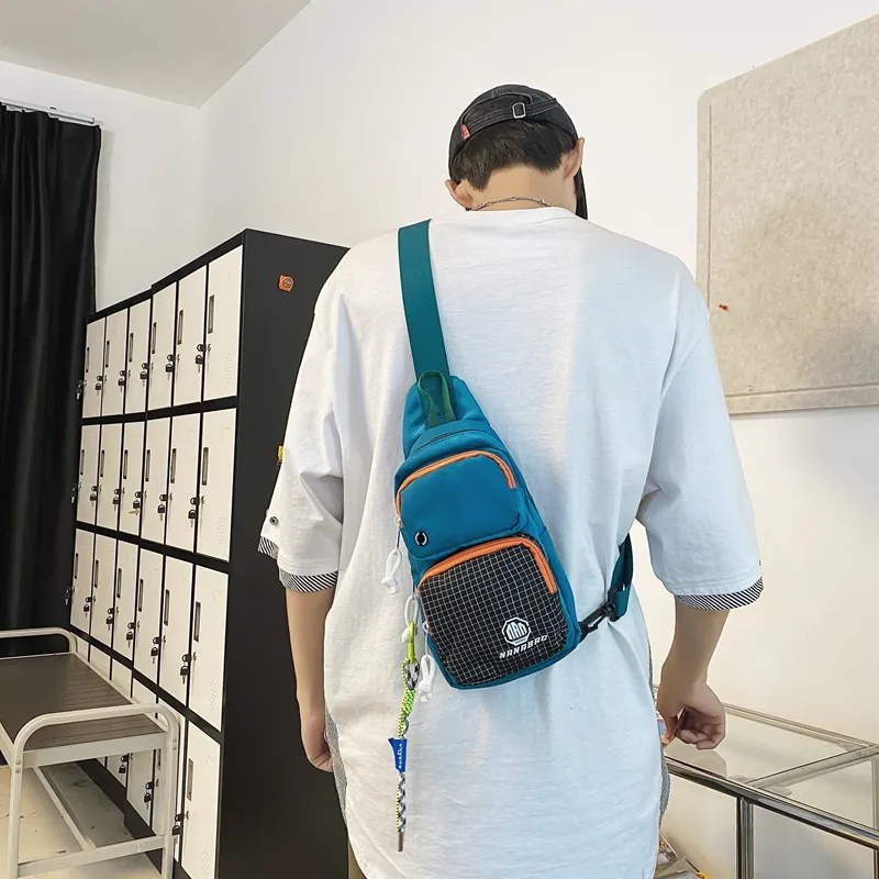 Worm's Home Nylon Sling Bag Unisex White/Black/Dark Gray/Light Gray/Blue-18