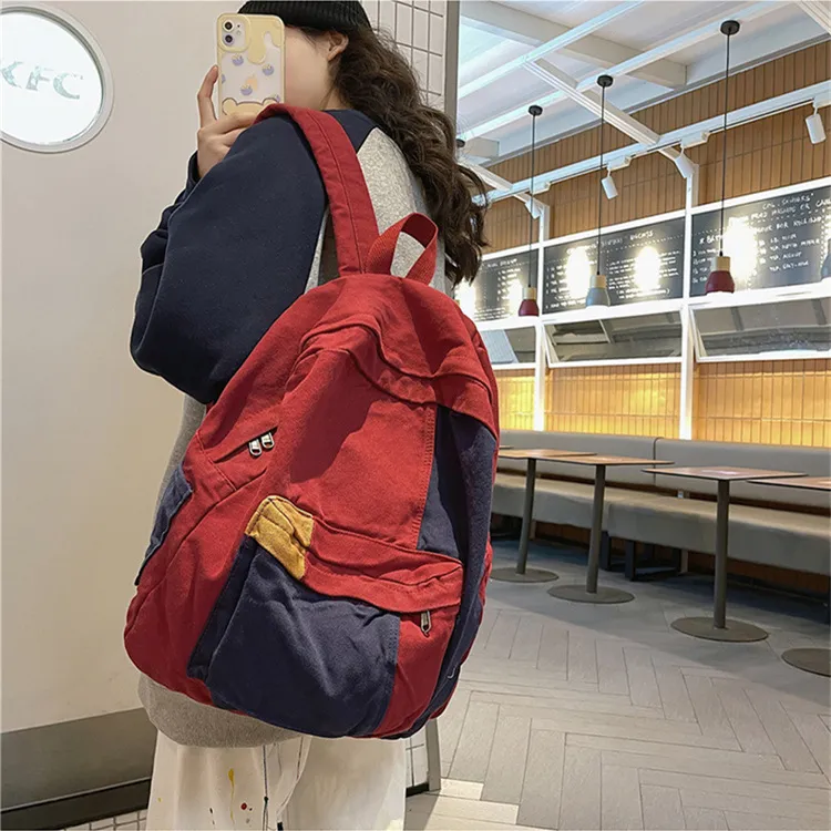 Worm's Home Canvas Backpack Regular Unisex Army Green/Red/Yellow/Black/Blue-2