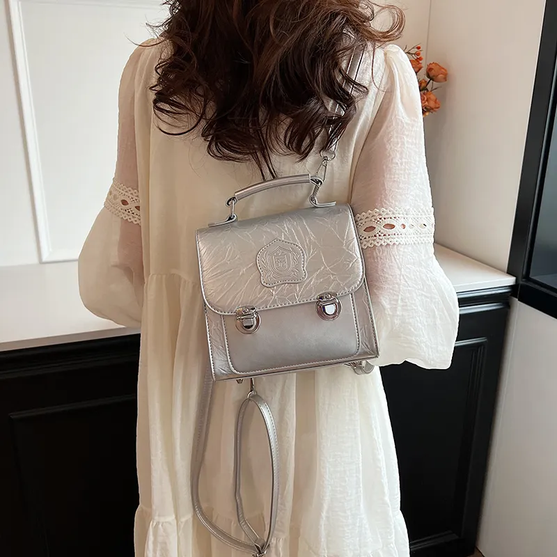 Worm's Home PU Backpack Women's White/Silver/Black/Pink-12
