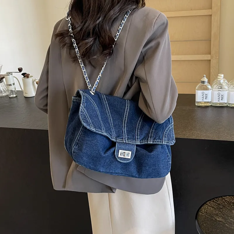 Worm's Home Denim Crossbody Bags Shoulder Bags Handbags Women's Black/Light Blue/Dark Blue-11