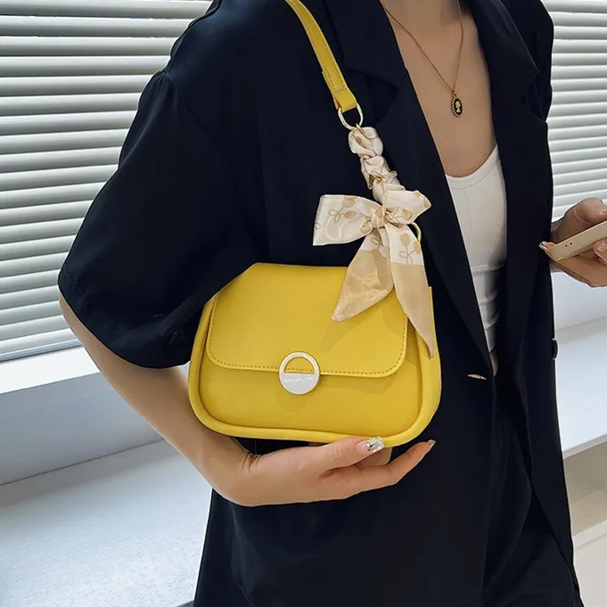 Worm's Home PU Saddle Bags Shoulder Bags Regular Women's Black/Ecru/Yellow/Green-10