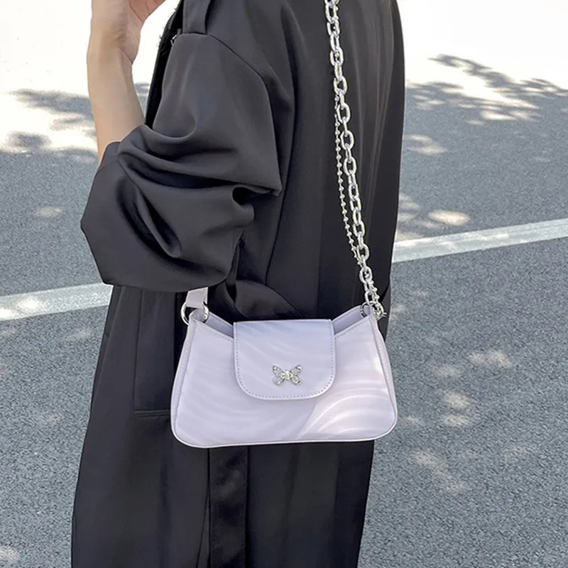 ZUONU PU Shoulder Bag, Crossbody Bag Small Size Women's Ecru/Silver/Light Purple/Black-17