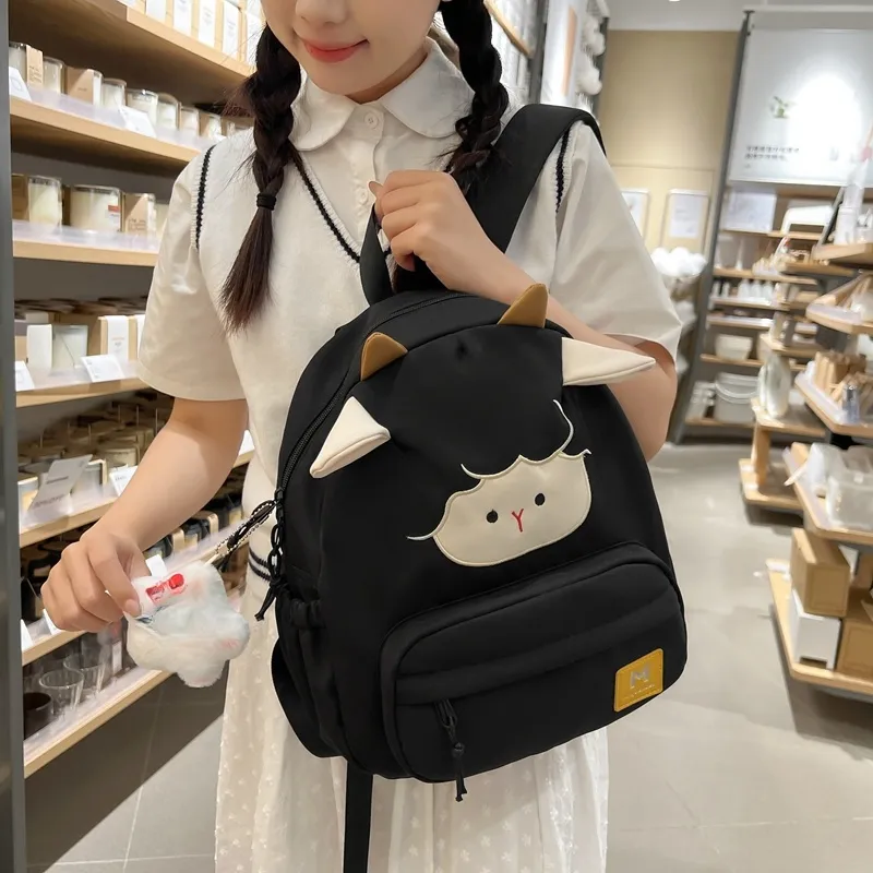 Worm's Home Nylon Backpack Regular Women's White/Khaki/Black-4