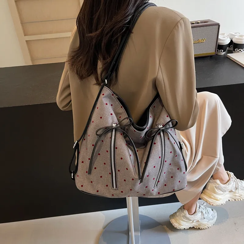 Worm's Home Nylon Fabric Backpack, Crossbody Bag, Shoulder Bag Women's Stars, Polka Dot, Heart, Bowknot-7