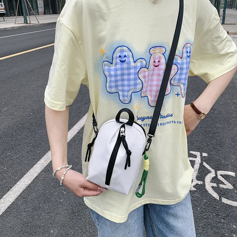 Worm's Home Canvas Bag, Crossbody Bag Unisex White/Black/Red/Green/Blue-3