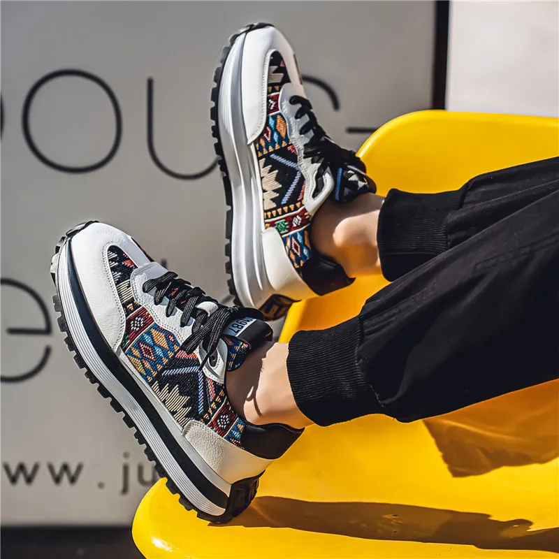 BINGO DUCK Slip Resistant Low Top Chunky Sneakers Men's-17
