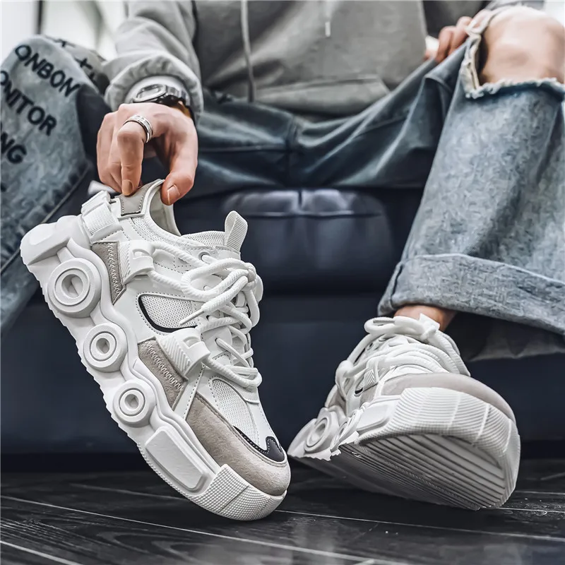 BINGO DUCK Breathable Height Increase Low Top Chunky Sneakers Men's-4