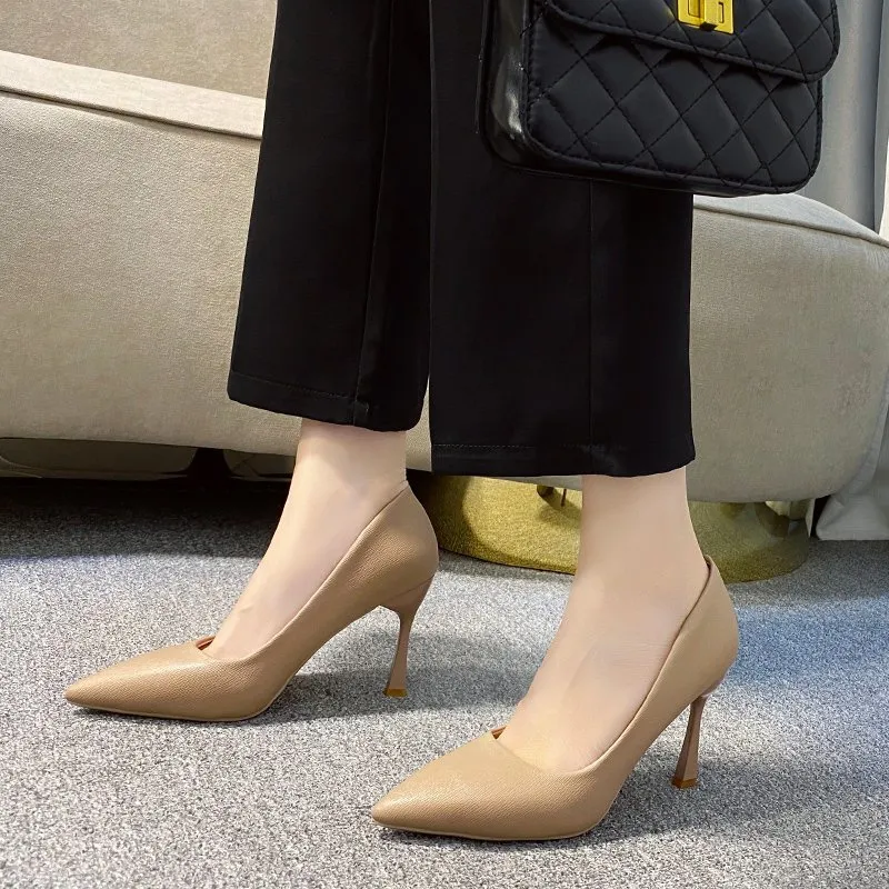 PARK DANCE High Heels Women's Beige/Apricot/Black-3