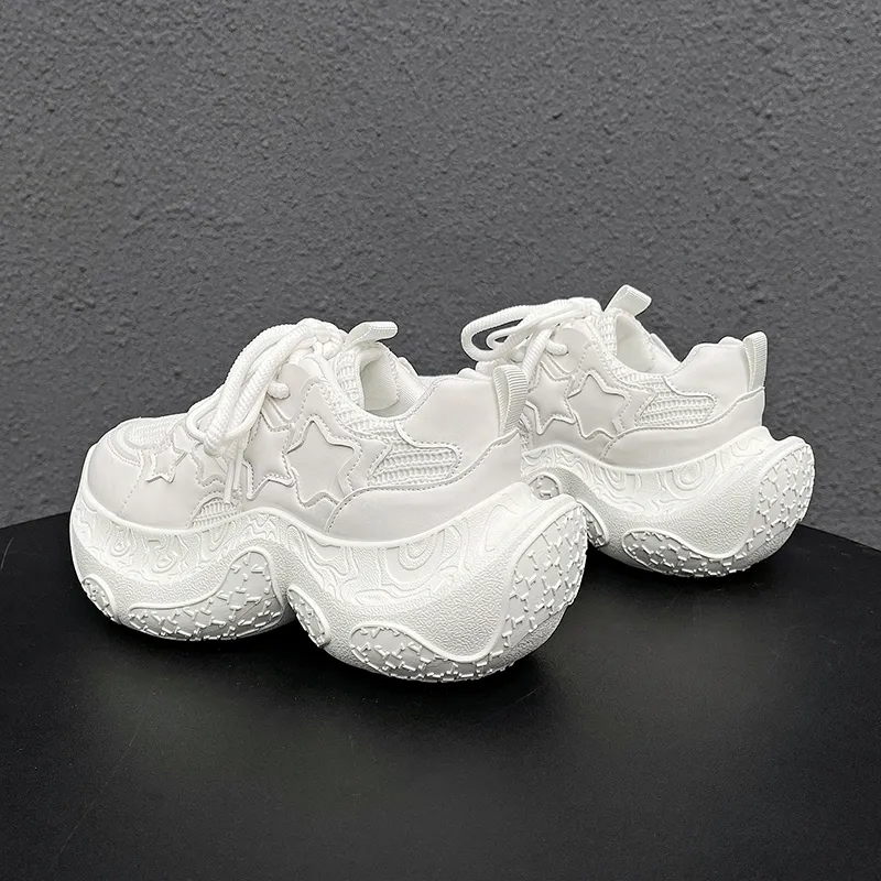 BINGO DUCK Cushioning Slip Resistant Height Increasing Low Top Chunky Sneakers Women's-8