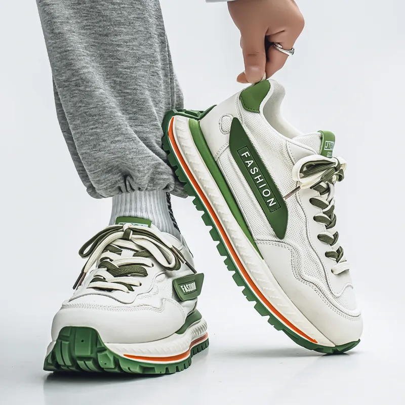 BINGO DUCK Slip Resistant, Breathable, Height Increasing Low Top Chunky Sneakers Men's-3