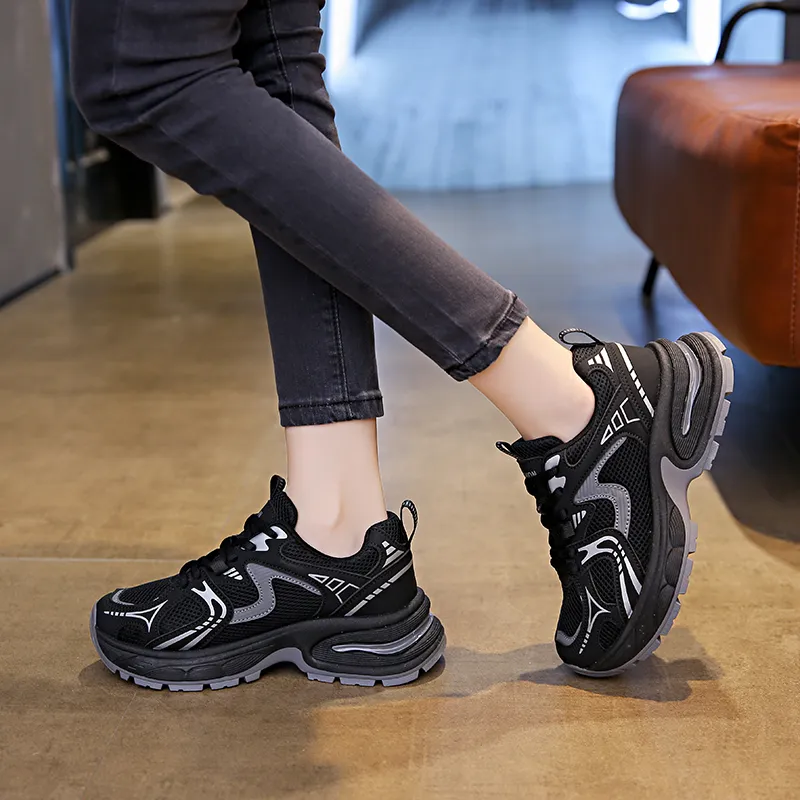 BINGO DUCK Shock Absorbers Slip Resistant Breathable Low Top Chunky Sneakers Women's-15