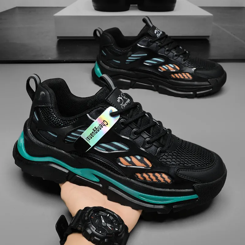 BINGO DUCK Breathable Height Increase Mid Top Chunky Sneakers Men's-14