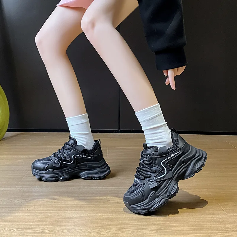 BINGO DUCK Coverage, Breathable, Height Increasing Mid Top Chunky Sneakers Women's-13