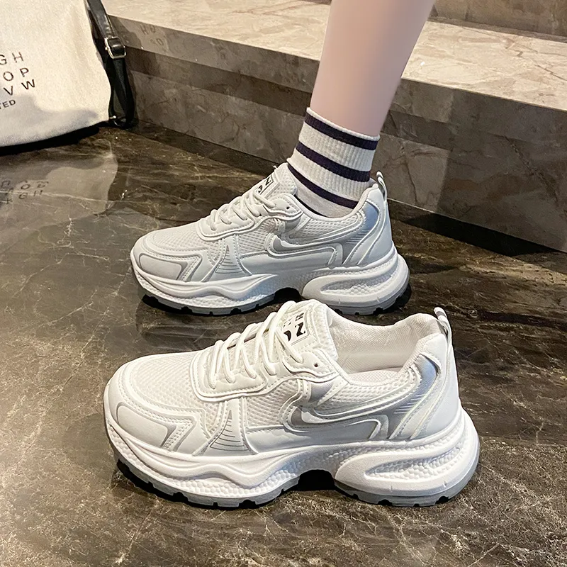 BINGO DUCK Cushioning, Slip Resistant, Breathable, Height Increasing Low Top Chunky Sneakers Women's-10