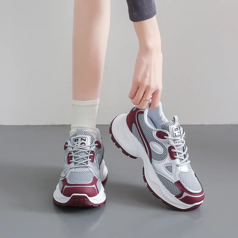 BINGO DUCK Slip Resistant, Height Increasing, And Breathable Low Top Chunky Sneakers Women's-16