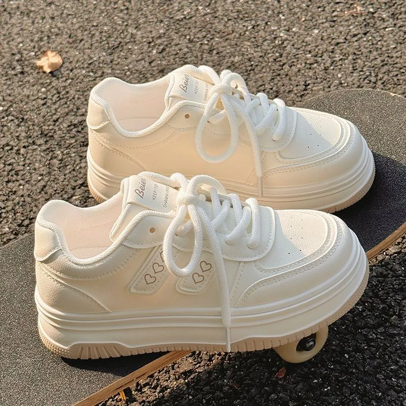 BINGO DUCK Skateboard Shoes Women's Ecru-5
