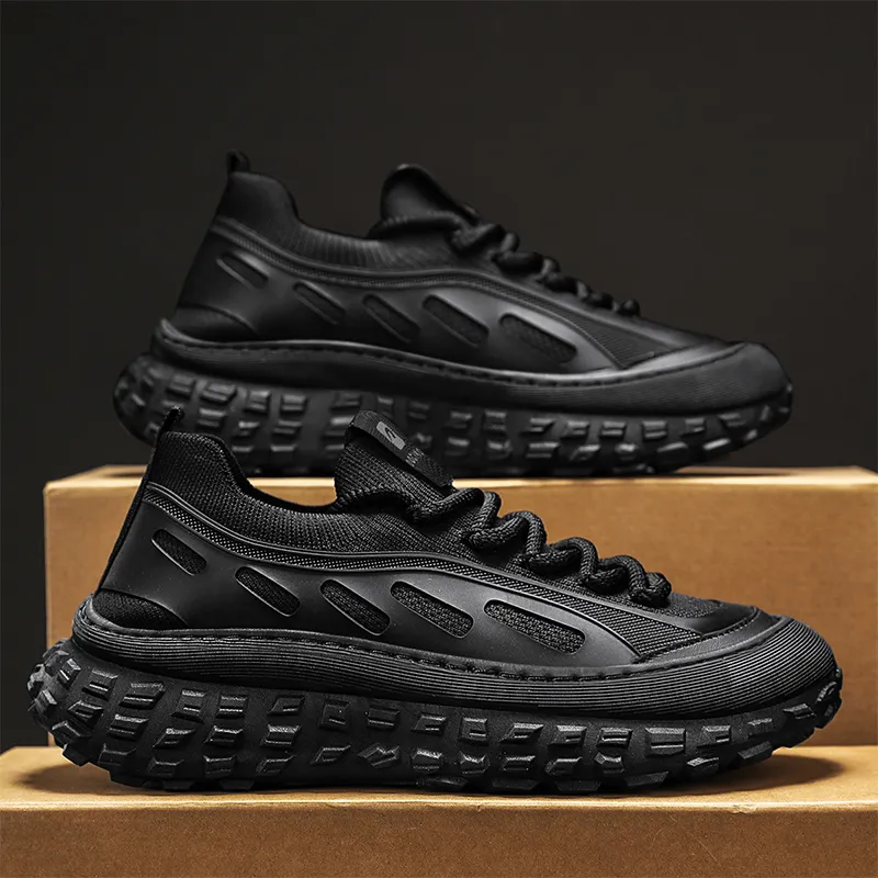 BINGO DUCK Slip Resistant And Breathable Low Top Skateboard Shoes Men's Black-3