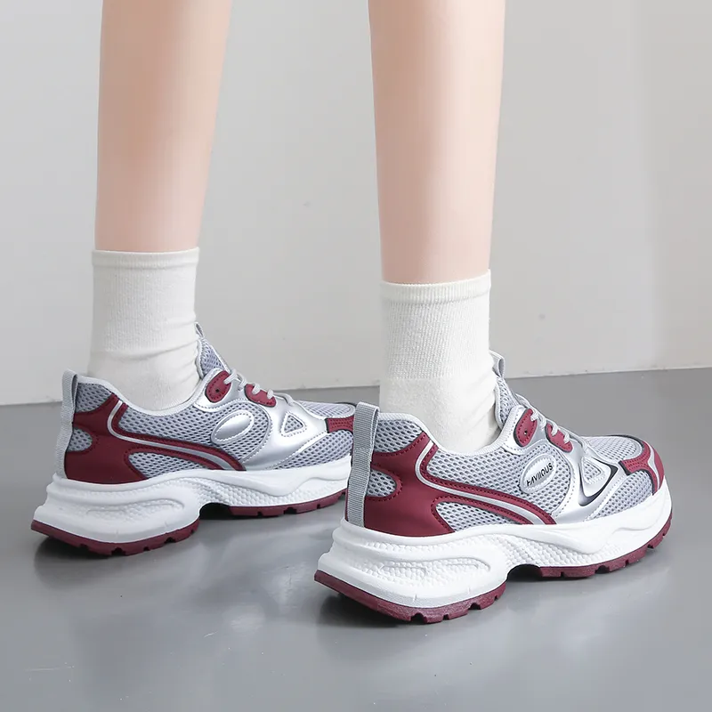 BINGO DUCK Slip Resistant, Height Increasing, And Breathable Low Top Chunky Sneakers Women's-17