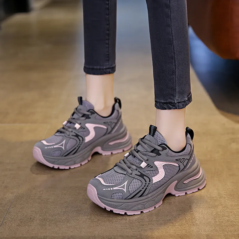 BINGO DUCK Shock Absorbers Slip Resistant Breathable Low Top Chunky Sneakers Women's-8