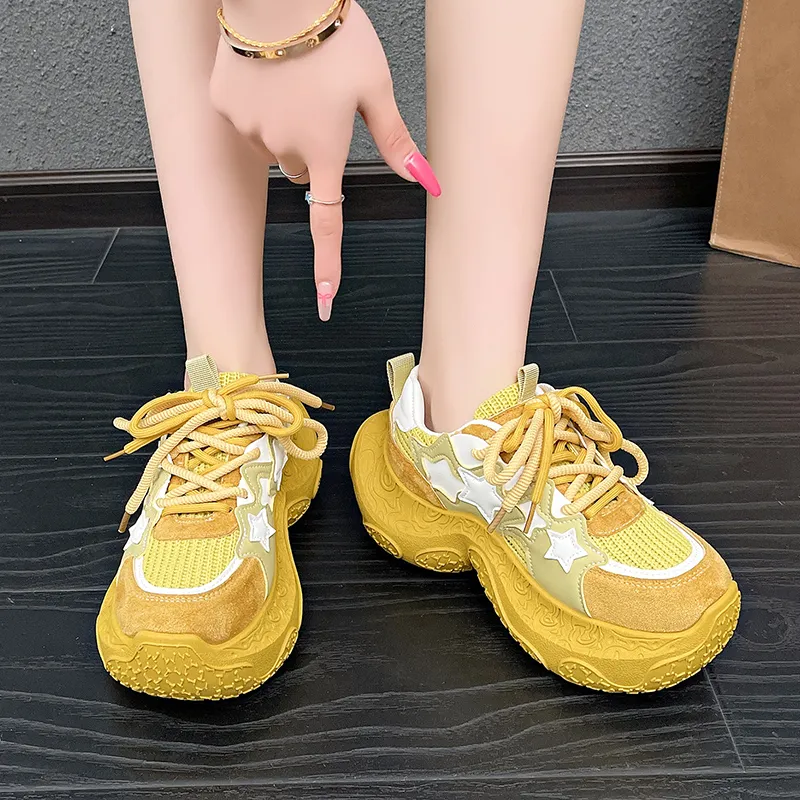 BINGO DUCK Cushioning Slip Resistant Height Increasing Low Top Chunky Sneakers Women's-20