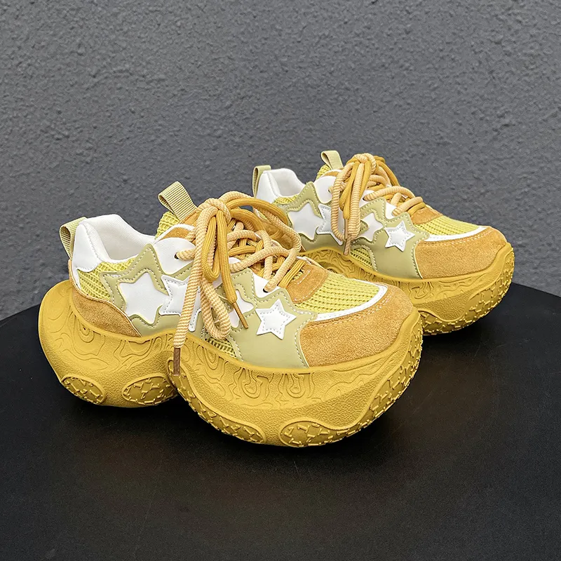 BINGO DUCK Cushioning Slip Resistant Height Increasing Low Top Chunky Sneakers Women's-1