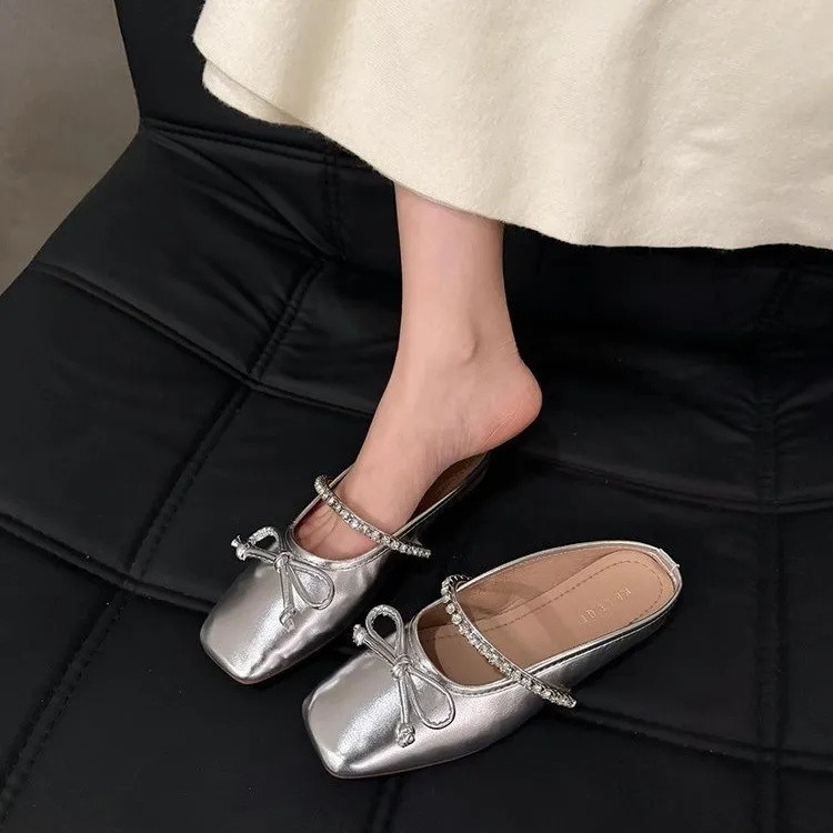BINGO DUCK Odor Resistant Closed Toe Slippers Women's Silver-3
