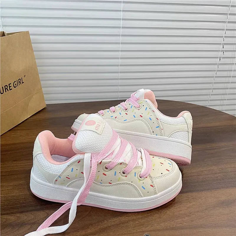 BINGO DUCK Coverage Slip Resistant Low Top Skateboard Shoes Women's Pink-8