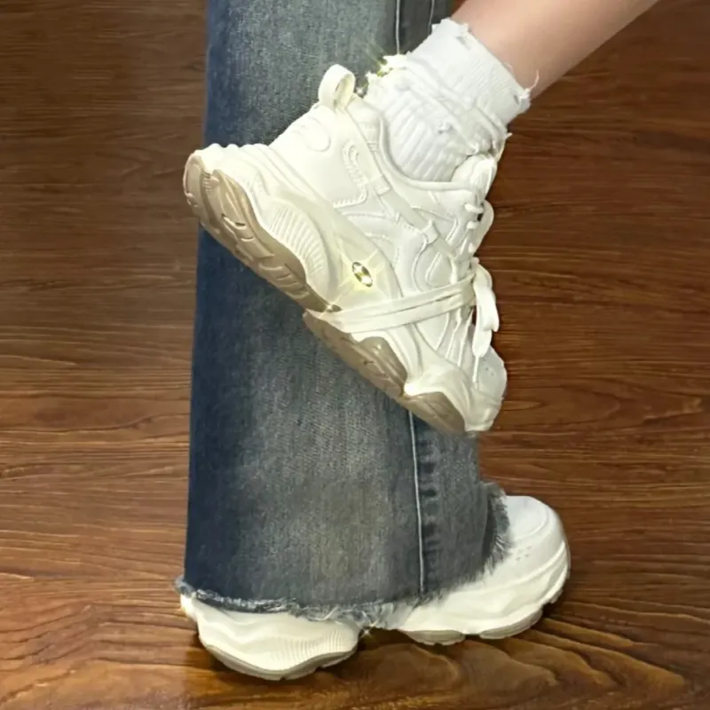 JimiXiong Breathable Height Increasing Abrasion Resistant Low Top Chunky Sneakers Women's-3