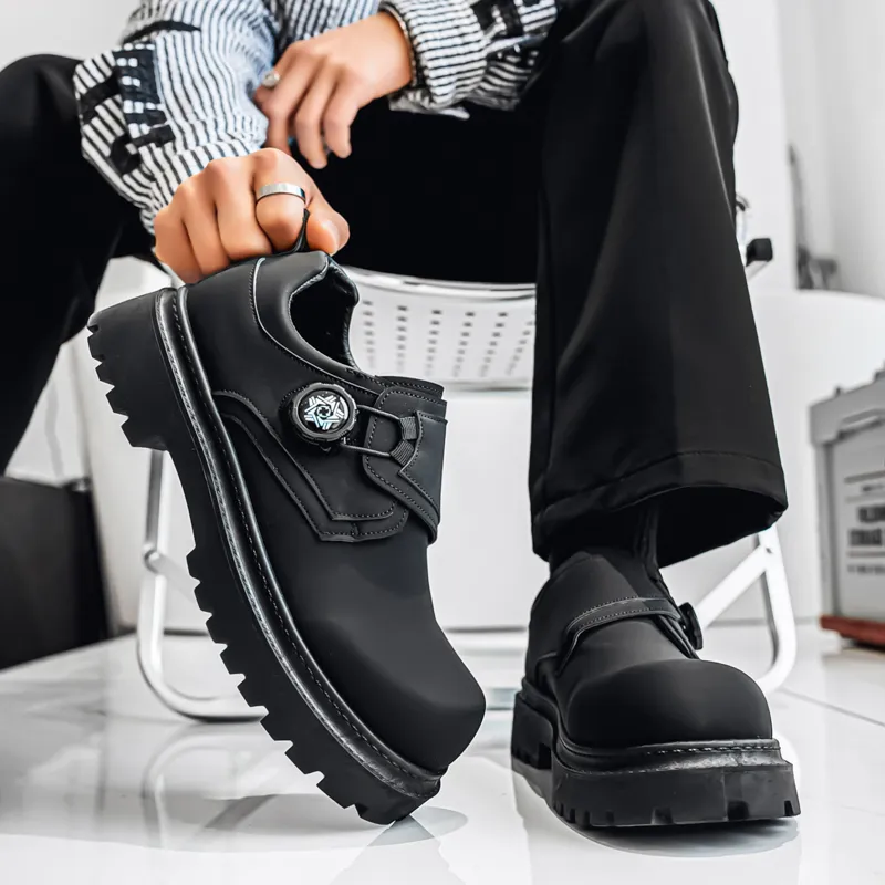 BINGO DUCK Height Increasing Low Top Casual Shoes Men's Black-3