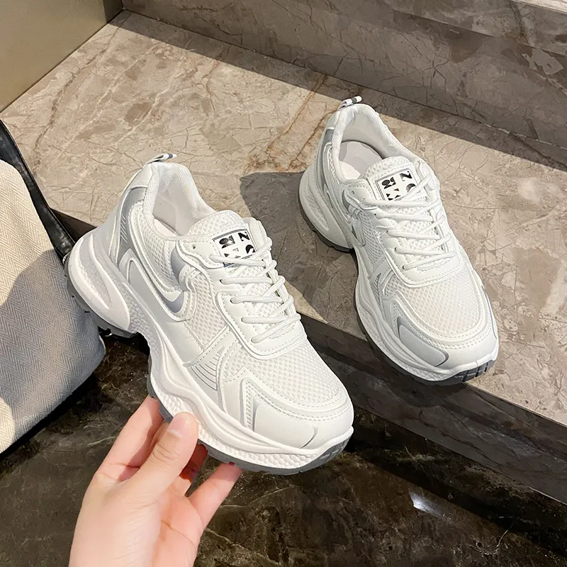 BINGO DUCK Cushioning, Slip Resistant, Breathable, Height Increasing Low Top Chunky Sneakers Women's-19