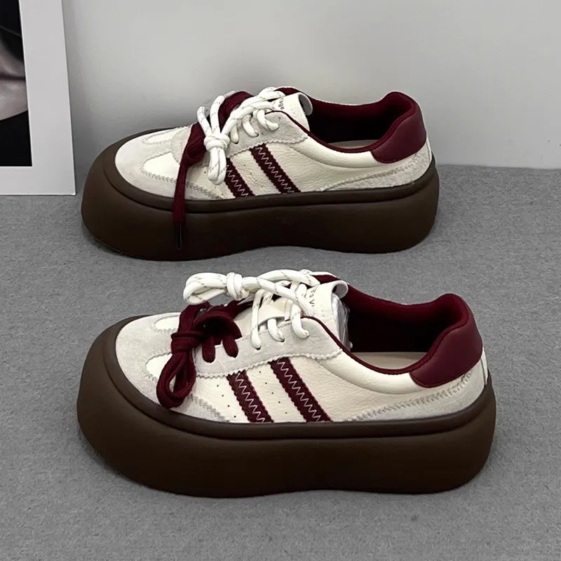 BINGO DUCK Thermal Coverage Skateboard Shoes Women's Burgundy-2