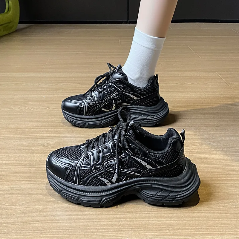 BINGO DUCK Coverage, Breathable, Height Increasing Low Top Chunky Sneakers Women's-6