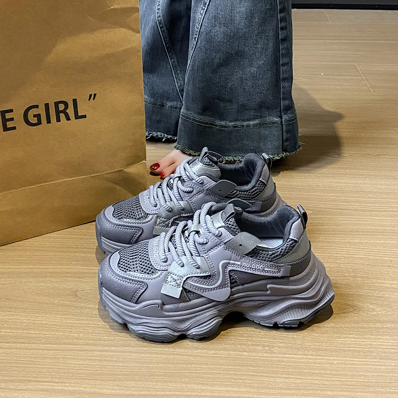 BINGO DUCK Coverage, Breathable, Height Increasing Mid Top Chunky Sneakers Women's-1