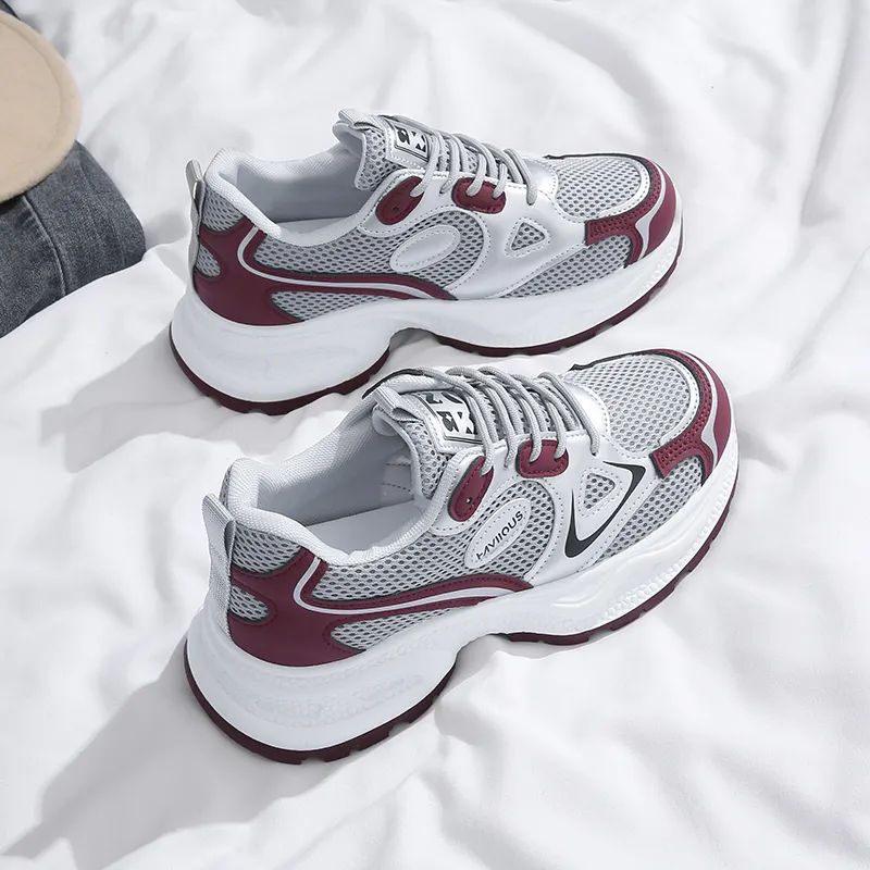BINGO DUCK Slip Resistant, Height Increasing, And Breathable Low Top Chunky Sneakers Women's-13