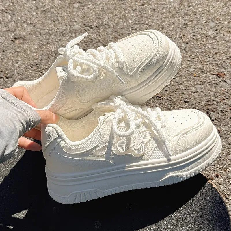 BINGO DUCK Slip Resistant And Breathable Low Top Skateboard Shoes Women's Ecru-4