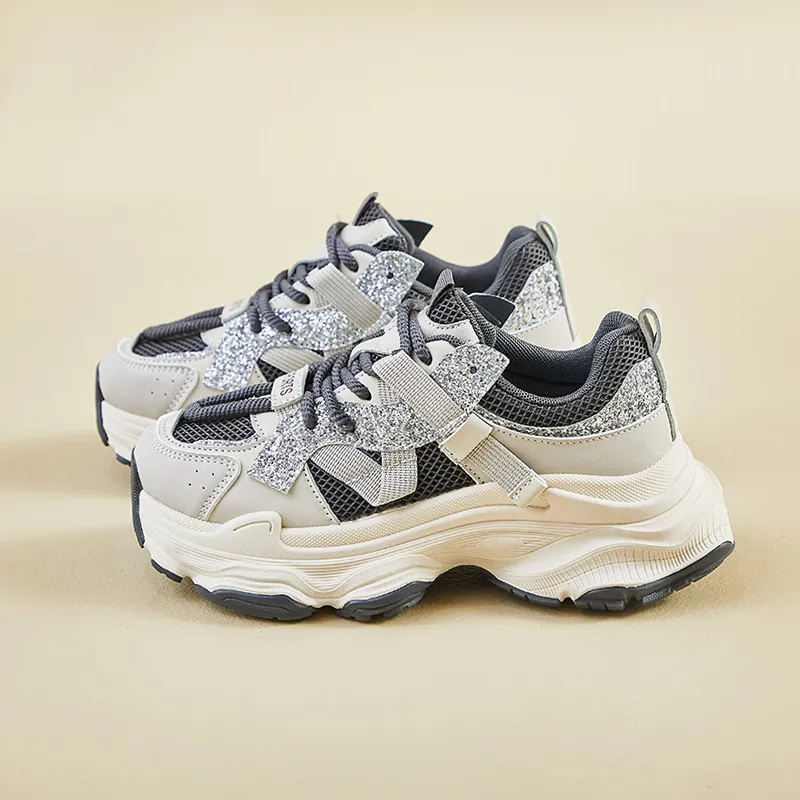 BINGO DUCK Shock Absorbers With Slip Resistant Features Low Top Chunky Sneakers Women's-17