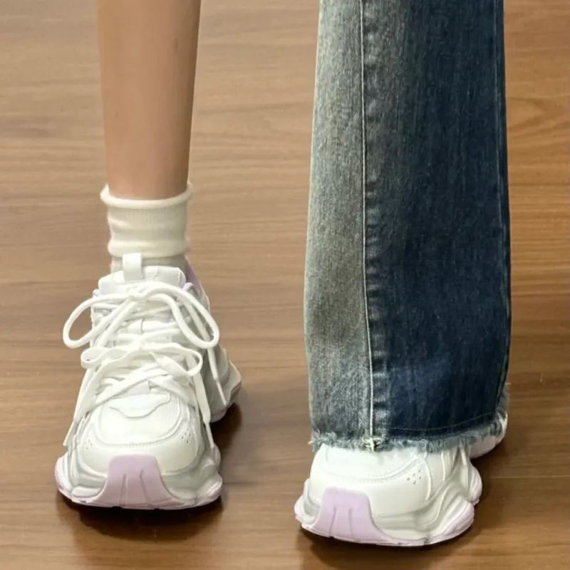 JimiXiong Breathable Height Increasing Abrasion Resistant Low Top Chunky Sneakers Women's-5