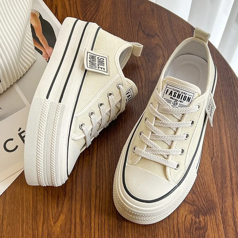 BINGO DUCK Slip Resistant Height Increasing Low Top Canvas Shoes Women's-11
