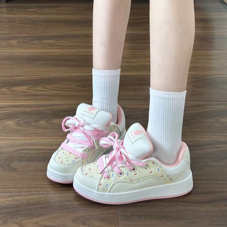 BINGO DUCK Coverage Slip Resistant Low Top Skateboard Shoes Women's Pink-4