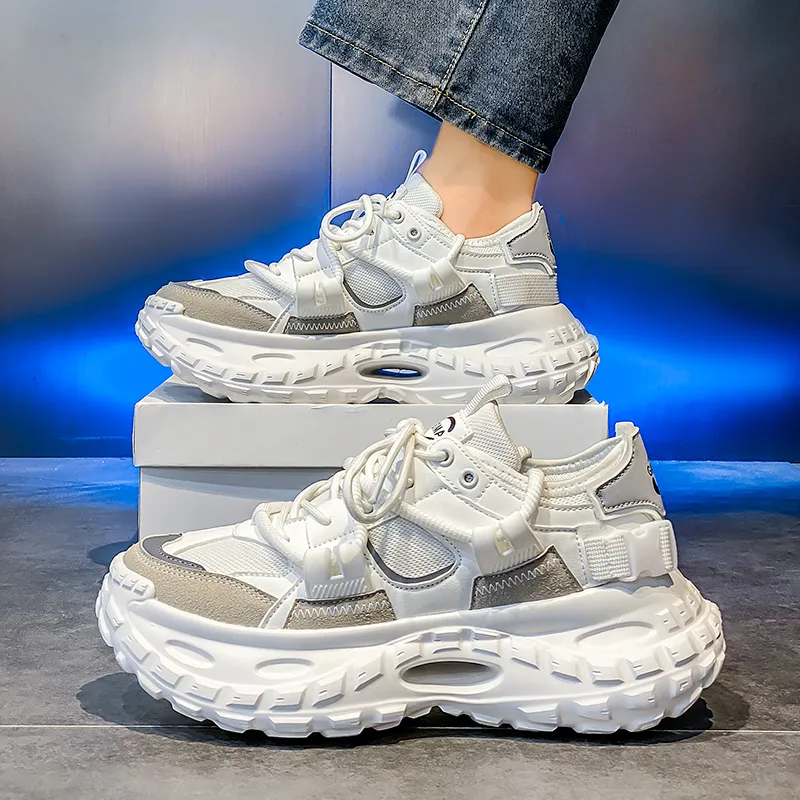 BINGO DUCK Cushioning Height Increase Low Top Chunky Sneakers Men's-5