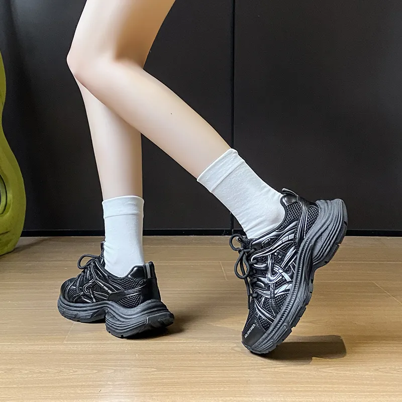 BINGO DUCK Coverage, Breathable, Height Increasing Low Top Chunky Sneakers Women's-8