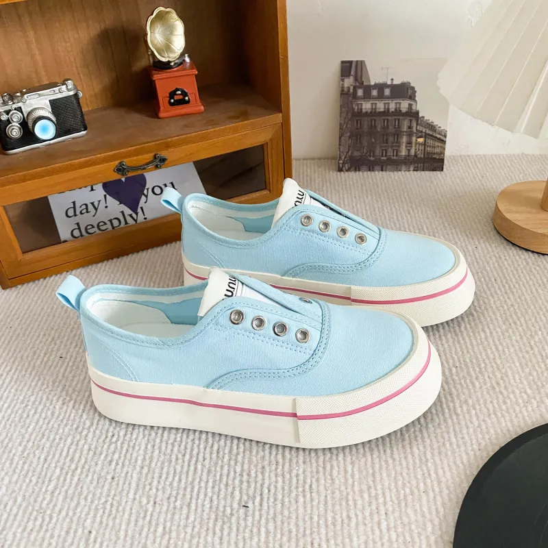 JimiXiong Canvas Shoes Women's Low Top Black/Ecru/Blue/Pink/Burberry Khaki-6