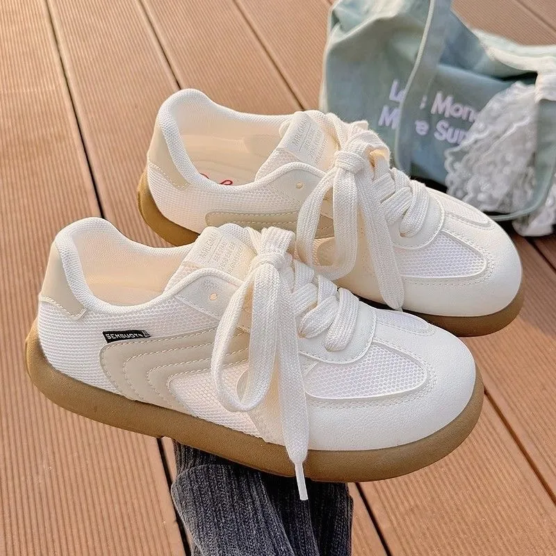 BINGO DUCK Slip Resistant And Breathable Low Top Skateboard Shoes Women's Ecru-5